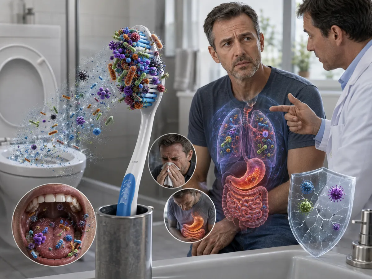 Effects of germs left on the toothbrush: invisible contamination